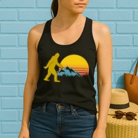 Retro Sasquatch Mountain Sunset Womens Tank Top