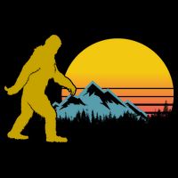 Retro Sasquatch Mountain Sunset Baby Bodysuit