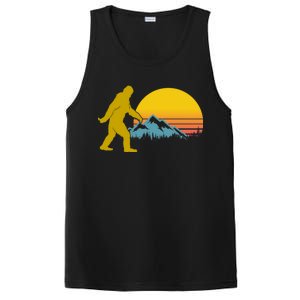 Retro Sasquatch Mountain Sunset PosiCharge Competitor Tank