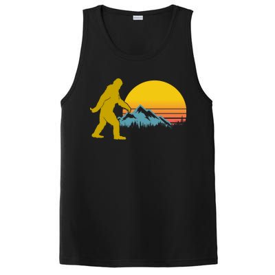 Retro Sasquatch Mountain Sunset PosiCharge Competitor Tank