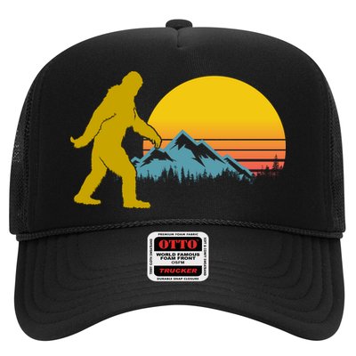 Retro Sasquatch Mountain Sunset Trucker Hat