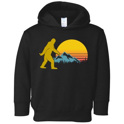 Retro Sasquatch Mountain Sunset Toddler Hoodie