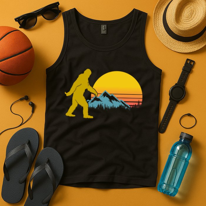 Retro Sasquatch Mountain Sunset Tank Top