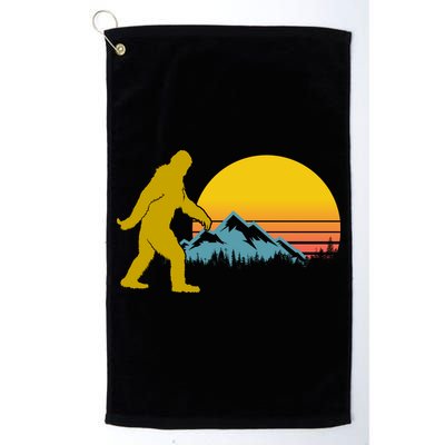 Retro Sasquatch Mountain Sunset Golf Towel