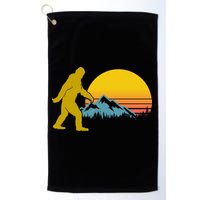 Retro Sasquatch Mountain Sunset Golf Towel