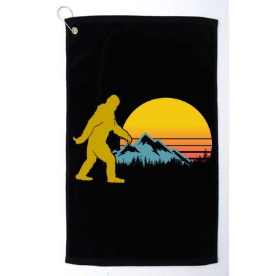 Retro Sasquatch Mountain Sunset Platinum Collection Golf Towel