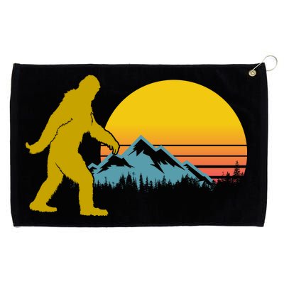 Retro Sasquatch Mountain Sunset Grommeted Golf Towel