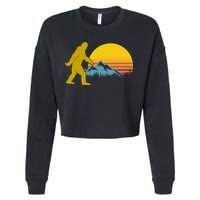 Retro Sasquatch Mountain Sunset Cropped Pullover Crew
