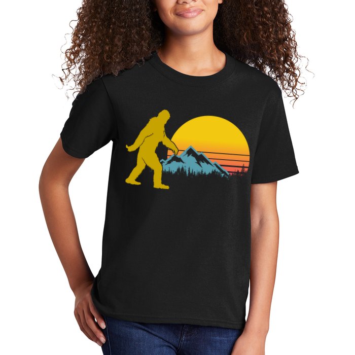 Retro Sasquatch Mountain Sunset Kids T-Shirt