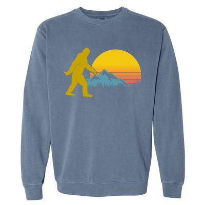 Retro Sasquatch Mountain Sunset Garment-Dyed Sweatshirt