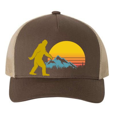 Retro Sasquatch Mountain Sunset Yupoong Adult 5-Panel Trucker Hat