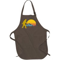 Retro Sasquatch Mountain Sunset Full-Length Apron With Pockets