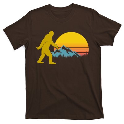 Retro Sasquatch Mountain Sunset T-Shirt