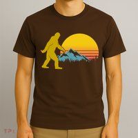Retro Sasquatch Mountain Sunset T-Shirt