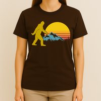 Retro Sasquatch Mountain Sunset T-Shirt
