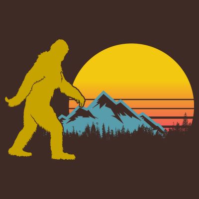 Retro Sasquatch Mountain Sunset T-Shirt