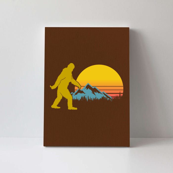 Retro Sasquatch Mountain Sunset Canvas