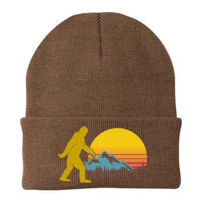 Retro Sasquatch Mountain Sunset Knit Cap Winter Beanie