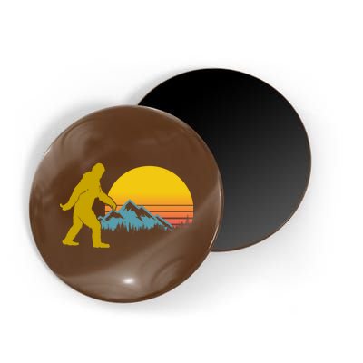 Retro Sasquatch Mountain Sunset Magnet