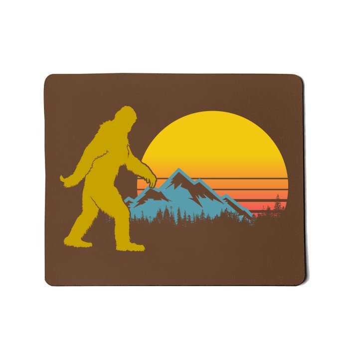 Retro Sasquatch Mountain Sunset Mousepad