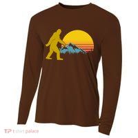 Retro Sasquatch Mountain Sunset Cooling Performance Long Sleeve Crew