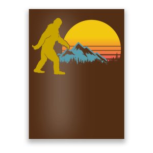 Retro Sasquatch Mountain Sunset Poster