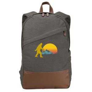 Retro Sasquatch Mountain Sunset Cotton Canvas Backpack