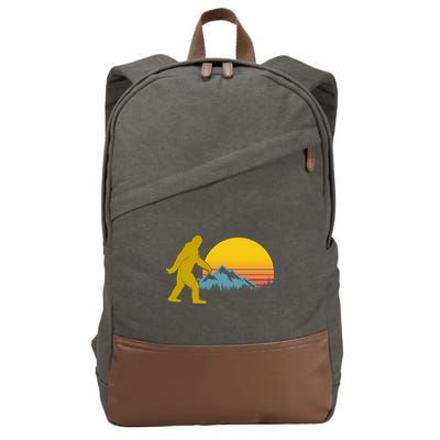 Retro Sasquatch Mountain Sunset Cotton Canvas Backpack