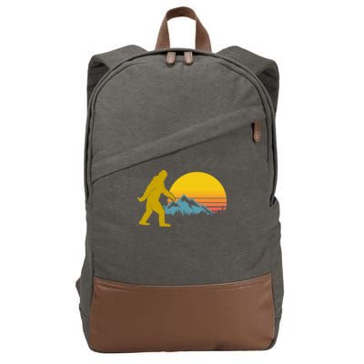 Retro Sasquatch Mountain Sunset Cotton Canvas Backpack