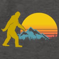 Retro Sasquatch Mountain Sunset Vector Backpack