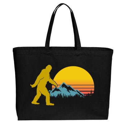 Retro Sasquatch Mountain Sunset Cotton Canvas Jumbo Tote