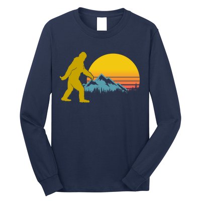 Retro Sasquatch Mountain Sunset Long Sleeve Shirt