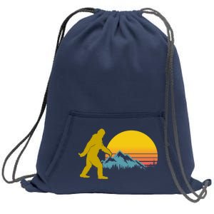 Retro Sasquatch Mountain Sunset Sweatshirt Cinch Pack Bag