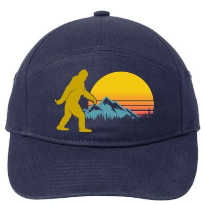 Retro Sasquatch Mountain Sunset 7-Panel Snapback Hat