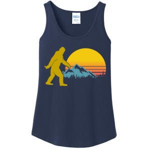 Retro Sasquatch Mountain Sunset Ladies Essential Tank