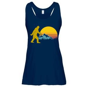 Retro Sasquatch Mountain Sunset Ladies Essential Flowy Tank