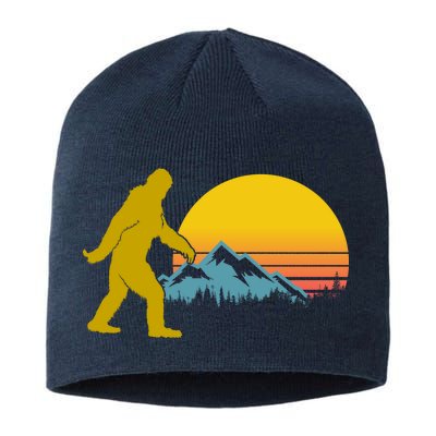 Retro Sasquatch Mountain Sunset Sustainable Beanie