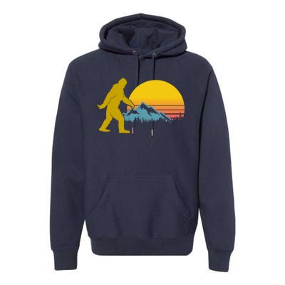 Retro Sasquatch Mountain Sunset Premium Hoodie