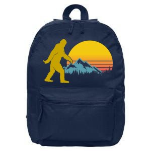 Retro Sasquatch Mountain Sunset 16 in Basic Backpack