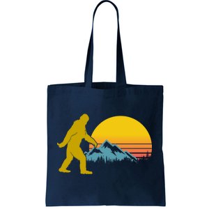 Retro Sasquatch Mountain Sunset Tote Bag