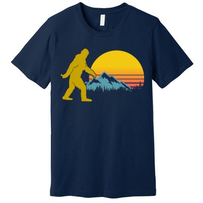 Retro Sasquatch Mountain Sunset Premium T-Shirt