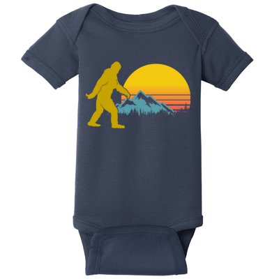 Retro Sasquatch Mountain Sunset Baby Bodysuit