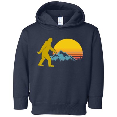 Retro Sasquatch Mountain Sunset Toddler Hoodie