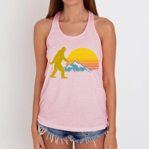 Retro Sasquatch Mountain Sunset Women's Knotted Racerback Tank