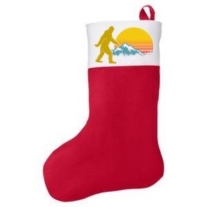 Retro Sasquatch Mountain Sunset Felt Holiday Christmas Stocking