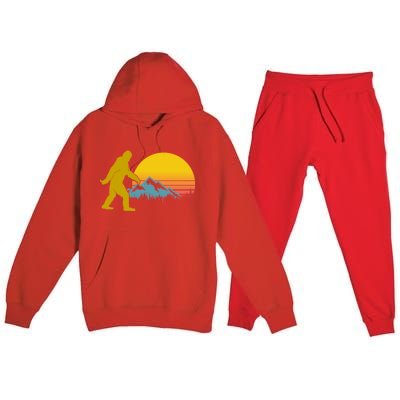 Retro Sasquatch Mountain Sunset Premium Hooded Sweatsuit Set