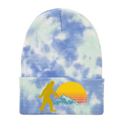 Retro Sasquatch Mountain Sunset Tie Dye 12in Knit Beanie