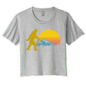 Retro Sasquatch Mountain Sunset Women's Crop Top Tee