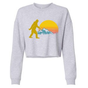 Retro Sasquatch Mountain Sunset Cropped Pullover Crew