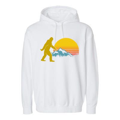 Retro Sasquatch Mountain Sunset Garment-Dyed Fleece Hoodie